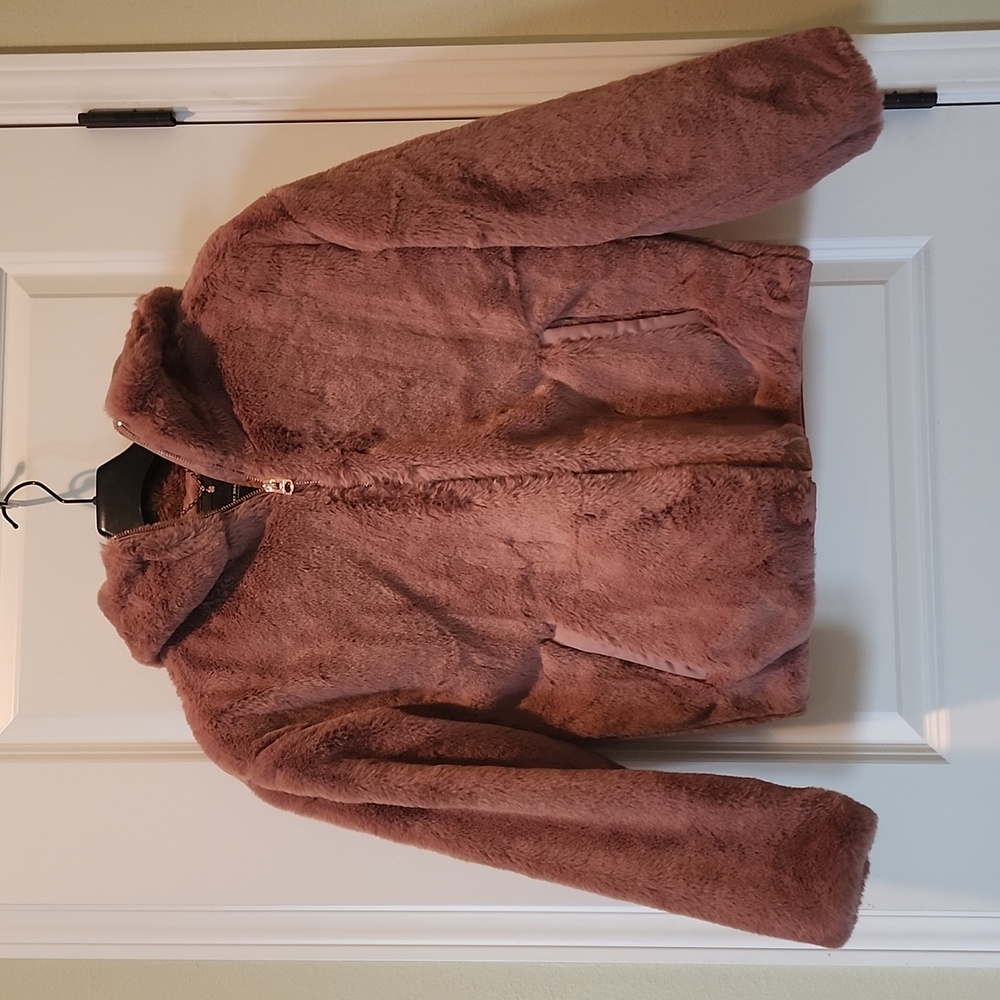 Lucky Brand faux fur zip up hoodie/jacket with pockets